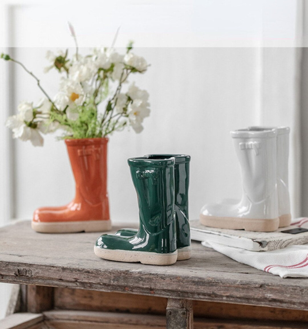 1pc Ceramic Boots Vase/Creative Rain Boots Flower Vase/Home Decor/Indoor&Outdoor Garden Decorativ... | Etsy (US)
