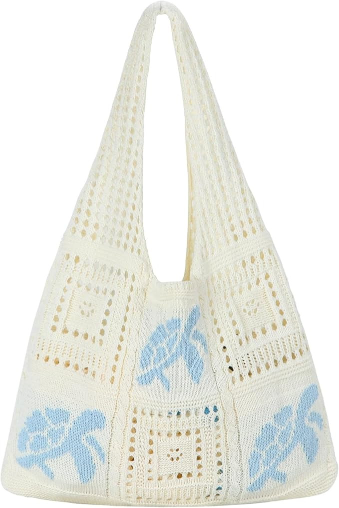 Topdear Crochet Tote Bag for Women, Aesthetic Crochet Mesh Beach Tote Bag, Summer Vacation Knitte... | Amazon (US)