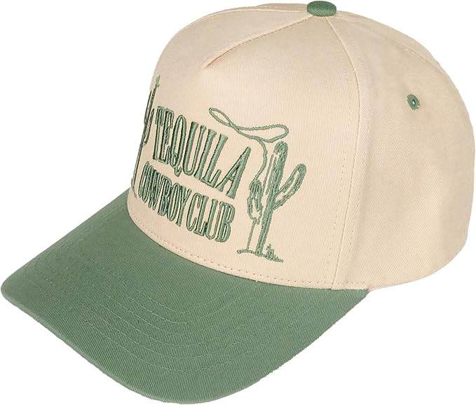 Women Fashion Tequila Cowboy Club Lettering Embroidered Snapback Trucker Cotton Baseball Cap Hat | Amazon (US)