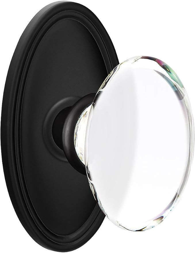 Oval Rosette Door Set with Hampton Crystal Knobs Privacy in Matte Black | Amazon (US)