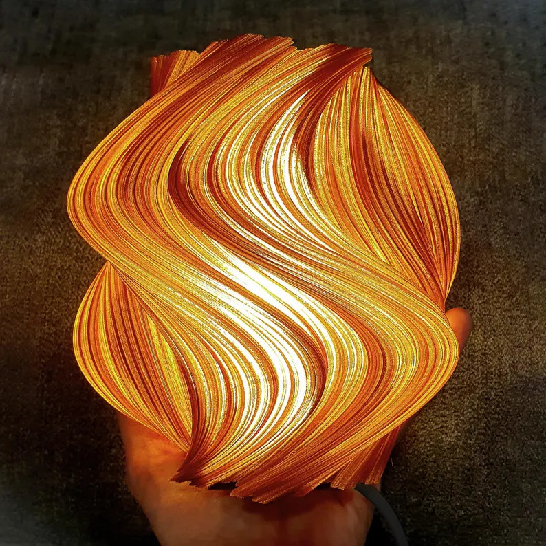 Fractal Wave Lamp - Organic 3D Printed Table Lamp with Amber Recycled Plastic - Modern Eco-Friend... | Etsy (US)