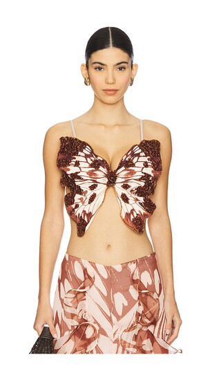 Butterfly Printed Top in Beige | Revolve Clothing (Global)