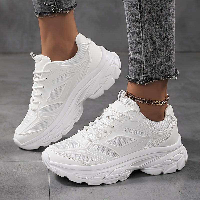 Women's Mesh Chunky Sneakers Breathable Lace Low Top Sports - Temu | Temu Affiliate Program