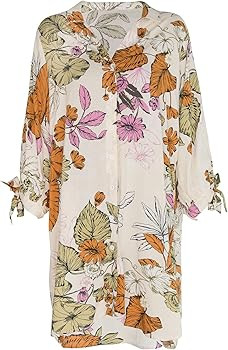 CUPSHE Women Floral Shirt Dress Cover Up Beach Dress 3/4 Sleeve Button Down Midi Length Dress Whi... | Amazon (US)