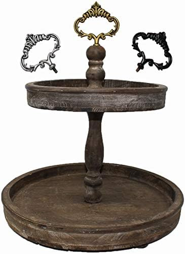 Felt Creative Home Goods Large Distressed Rustic Wood Two Tiered Tray Brown, 2 Tier Serving Tray ... | Amazon (CA)