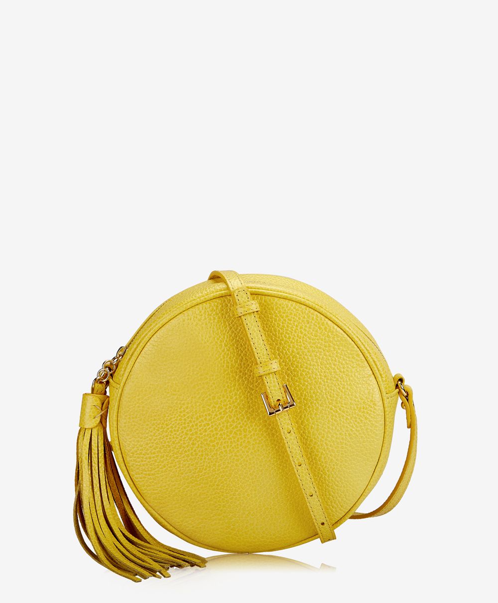 Zoey Crossbody Handbag Yellow Pebble Grain Leather | GiGi New York