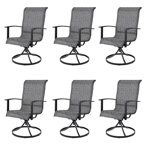 Grand patio Outdoor Swivel Dining Chairs 6-Piece Patio Dining Chair Set Mesh Sling Patio High Back Swivel Rockers, Black & Grey Plaid | Amazon (US)