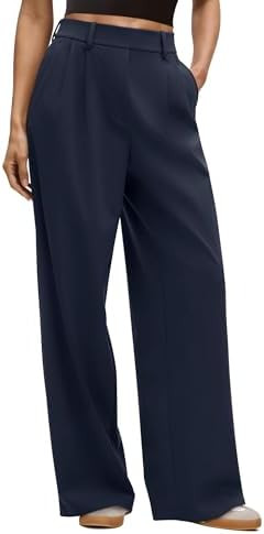 LASLULU Womens Yoga Dress Pants Casual Wide Leg Stretchy Office Travel Trousers Business Casual W... | Amazon (US)