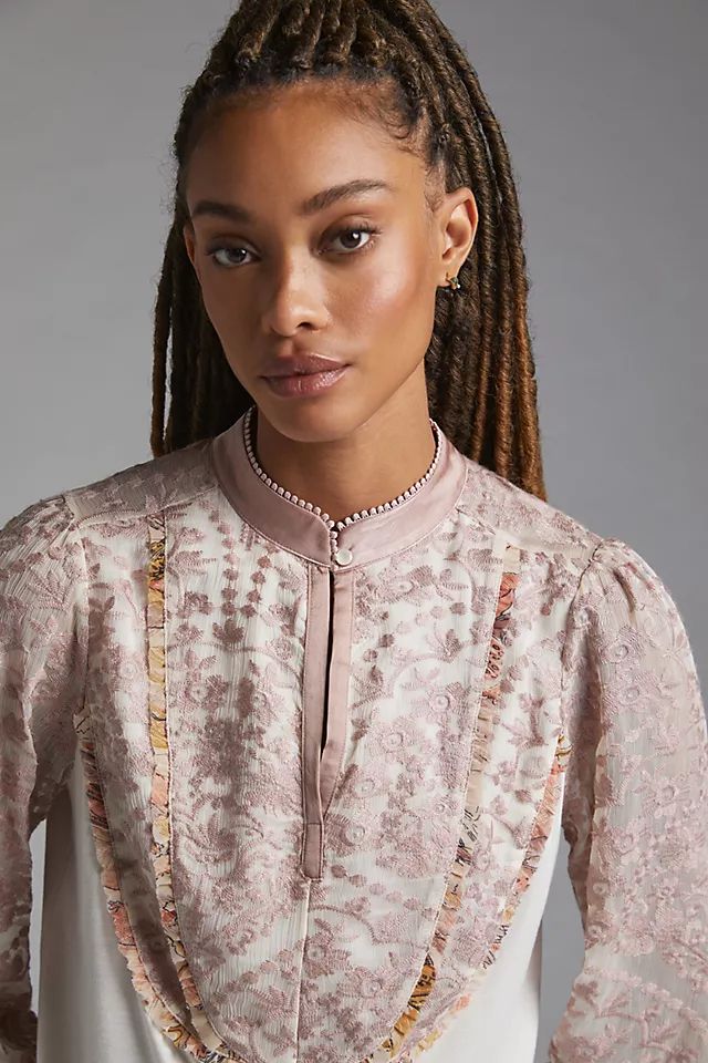 Ruffled Embroidered Top | Anthropologie (US)
