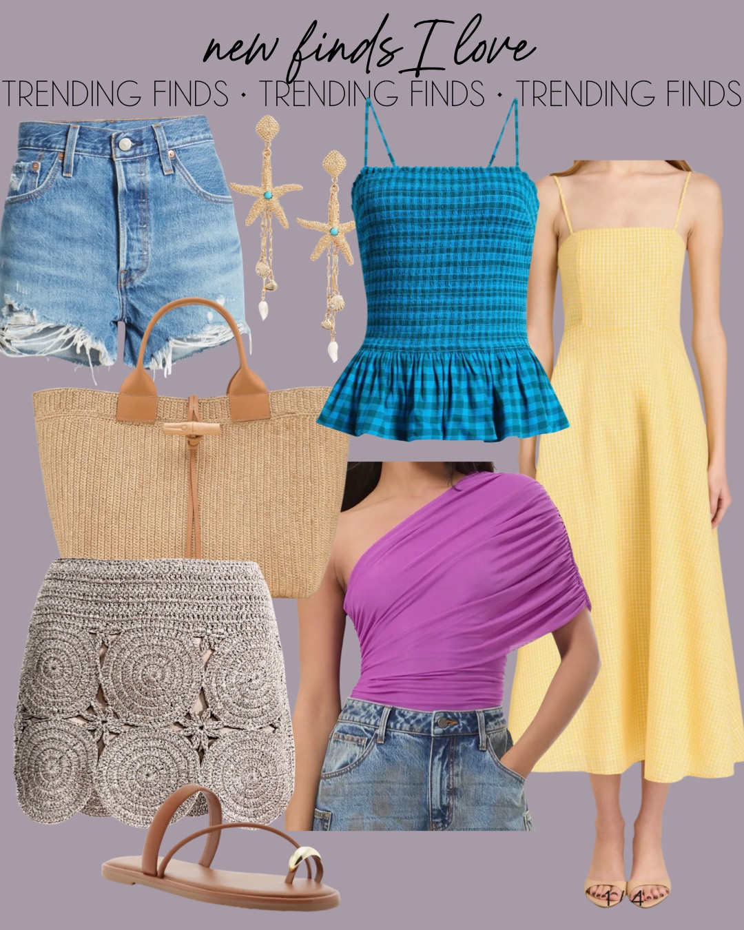 Spring vacation resort finds denim shorts off shoulder top yellow sundress crochet skirt straw trending tote bag 

#LTKootd #LTKSpringSale #LTKTravel