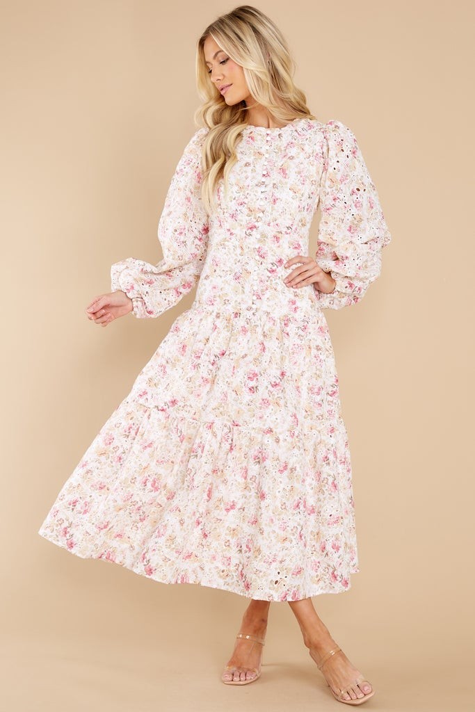 Story Of Love Pink Floral Eyelet Dress | Red Dress 