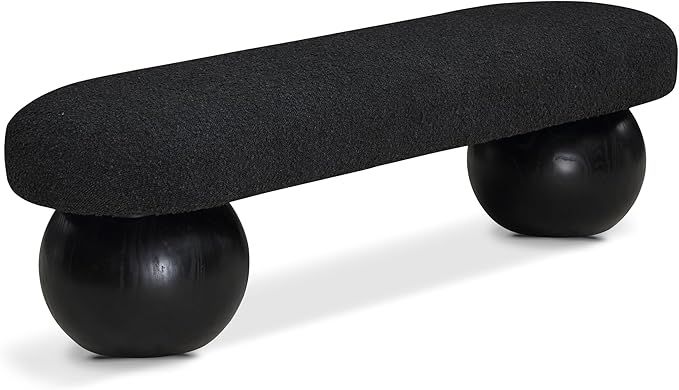 Meridian Furniture Bowie Collection Art Deco Bench with Rich Boucle Fabric, Solid Wood Ball Shape... | Amazon (US)