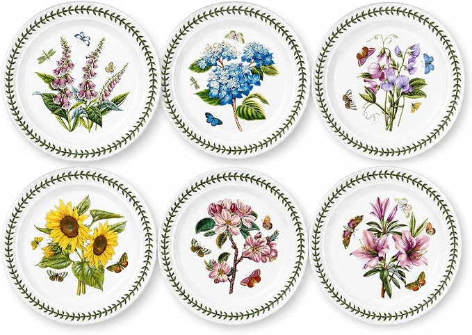Portmeirion Botanic Garden 10.5" Dinner Plate - Set of 6 | Assorted Floral Motifs | Fine Earthenw... | Amazon (US)