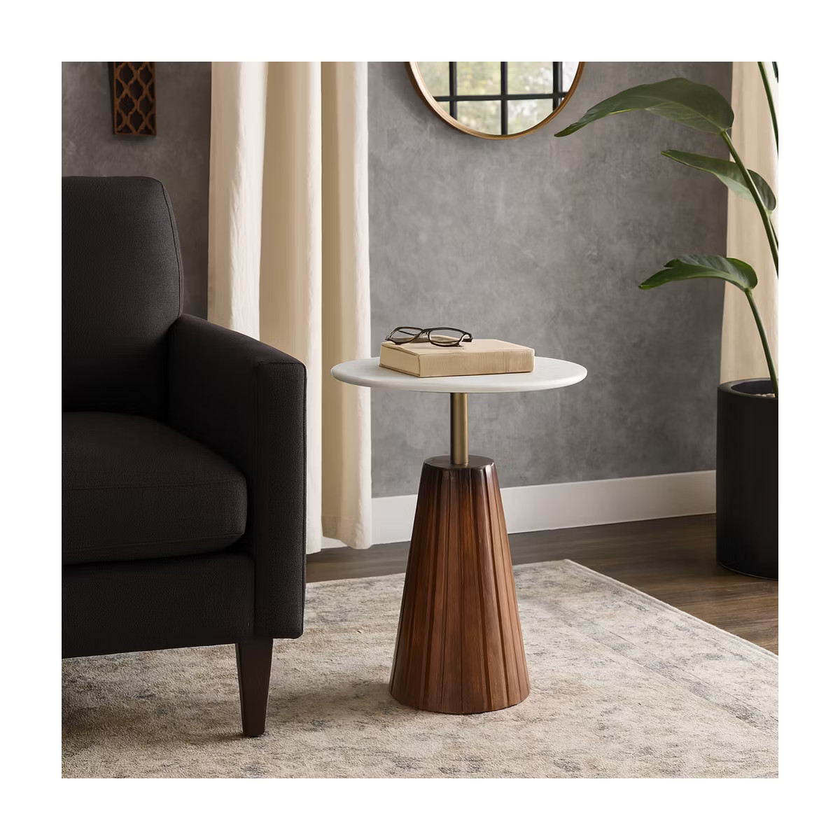 Timeless Marble Top End Table with Sleek Fluted Base Accent - Compact Small Side Table for Home, ... | Target