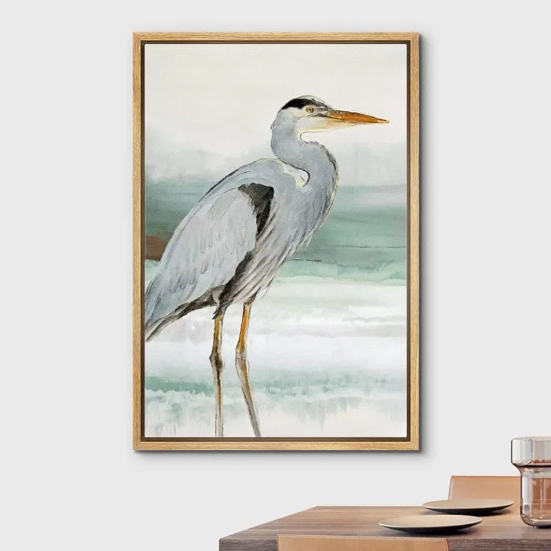 Crane Heron Bird " Pastel Beach Wave Ocean Crane Bird Nature Modern Zen Rustic " | Wayfair North America