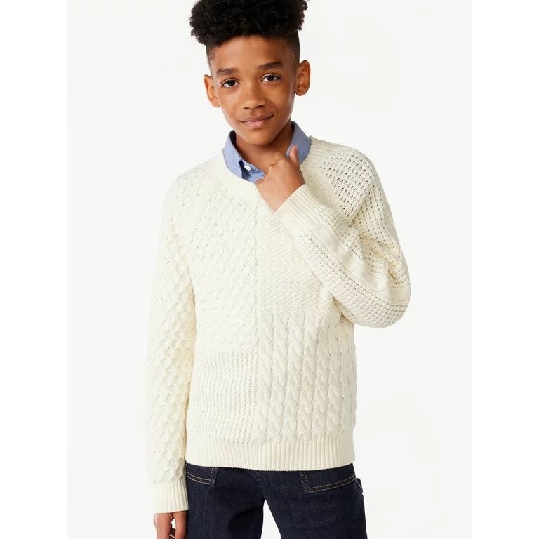 Free Assembly Boy's Mixed Cable Knit Sweater, Sizes 4-18 - Walmart.com | Walmart (US)