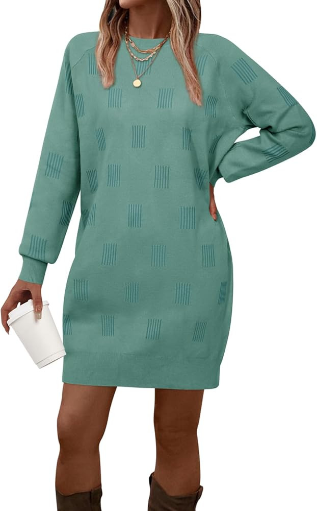 Arach&Cloz Womens Fall Fashion 2024 Sweater Dress Oversized Crew Neck Long Sleeve Knit Pullover W... | Amazon (US)