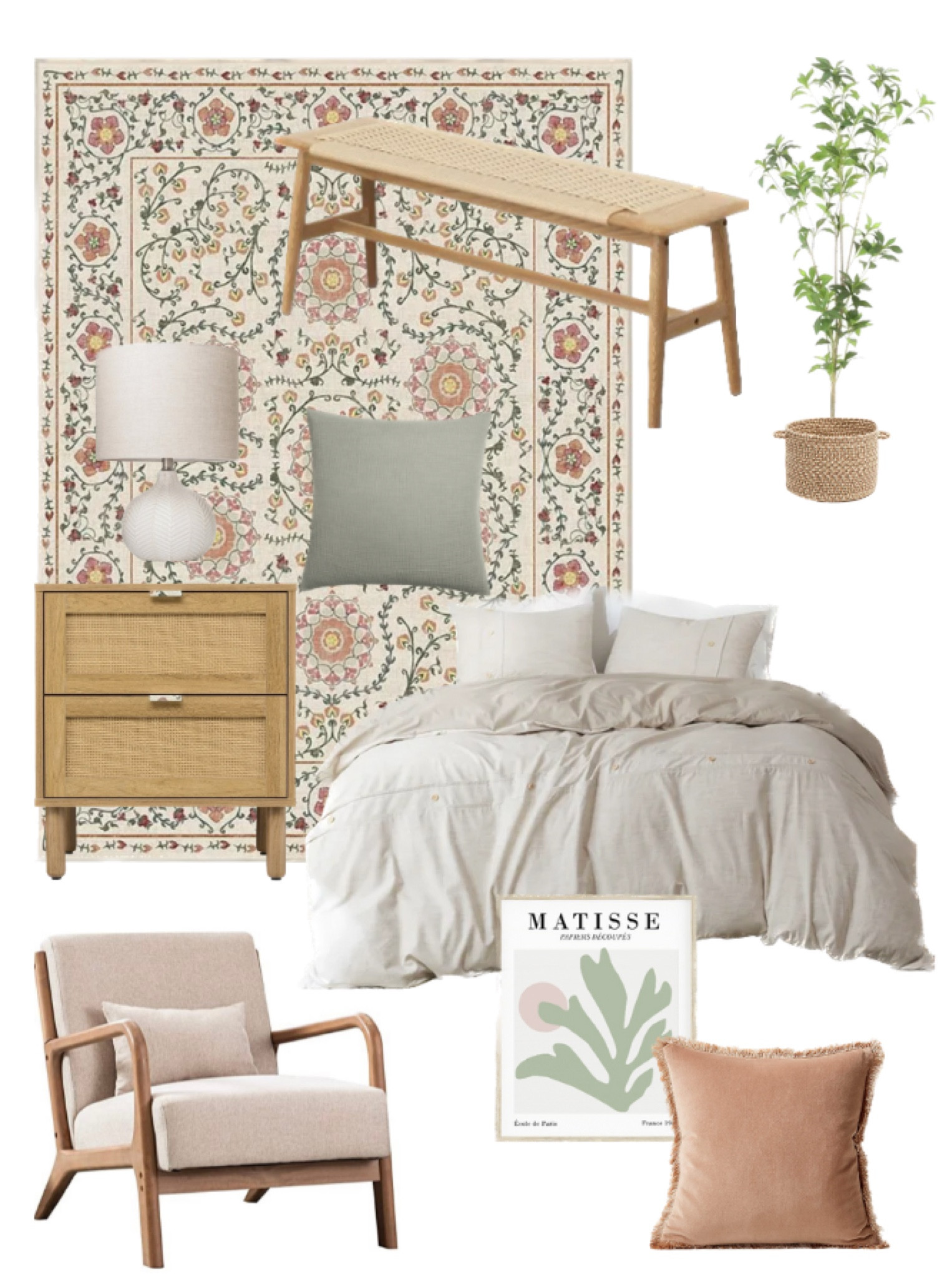 loving this simple bedroom with a touch of boho! I love how calm it feels! The sage is the perfect touch to balance all the pink and neutrals! 

#LTKsalealert #LTKhome #LTKFind