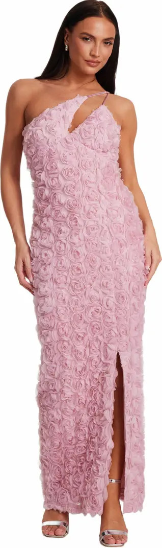 QUIZ One Shoulder Cut Out 3D Floral Maxi Dress | Nordstrom | Nordstrom