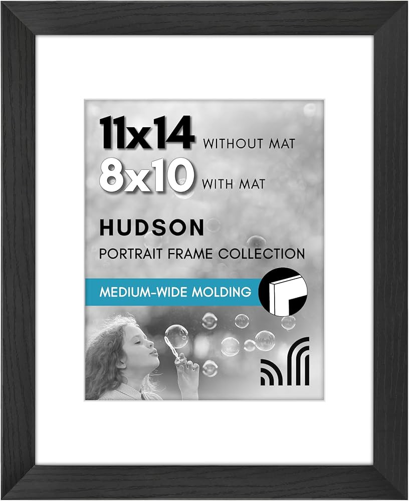 Americanflat 11x14 Picture Frame with Shatter-Resistant Glass - Use as 8x10 Frame with Mat or Dis... | Amazon (US)