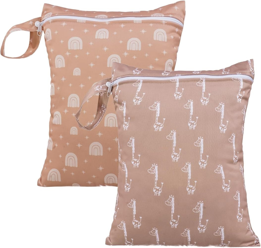 HappyFlute 2pcs Wet Bag Waterproof Bag Set-Cactus and Animal Pattern Wet Bag for Towels,Diaper Ba... | Amazon (US)