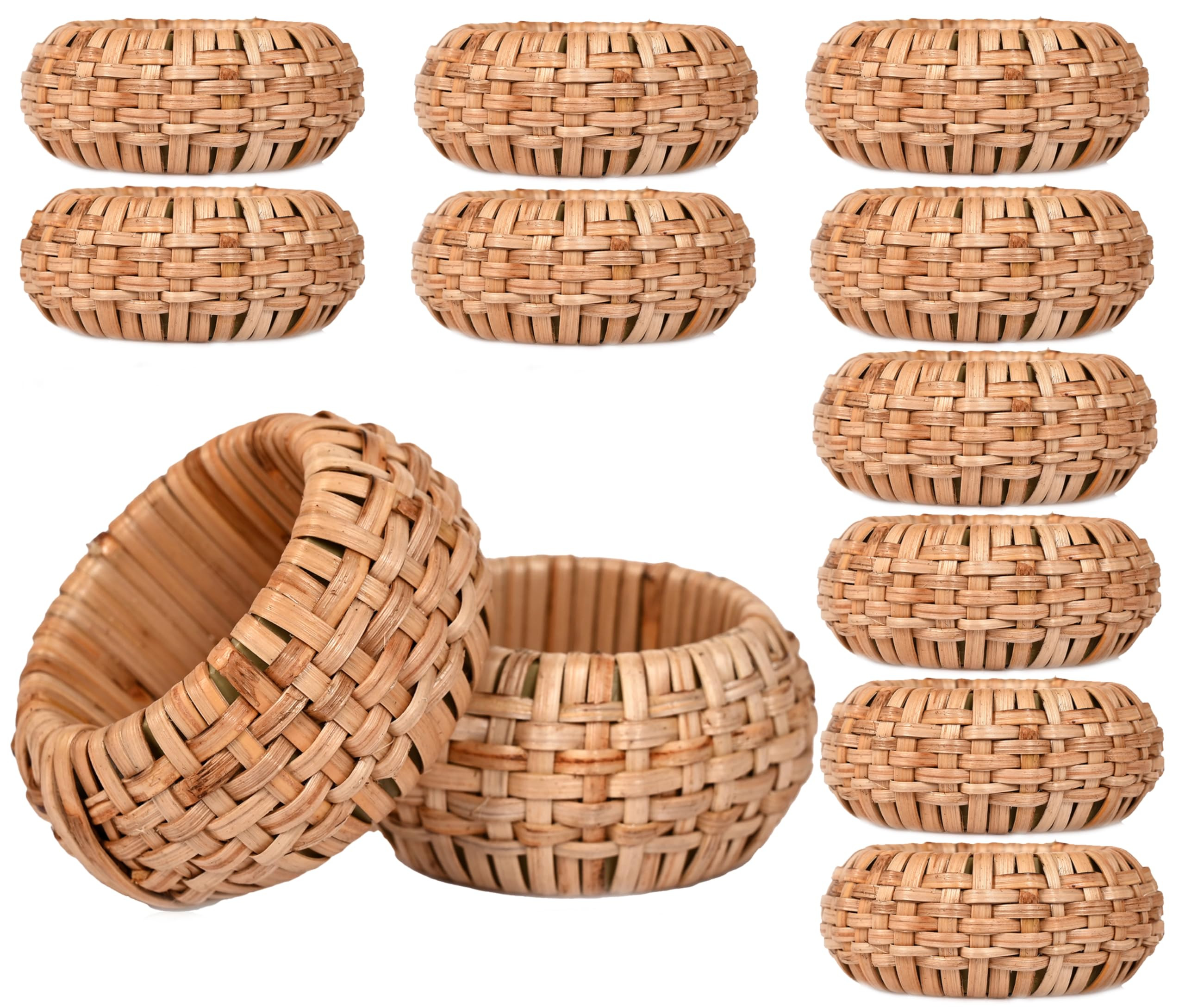 ALPHA Living HOME Rattan Napkin Rings Set of 12 – Handmade Decorative Serviette Rings for Dinin... | Amazon (US)