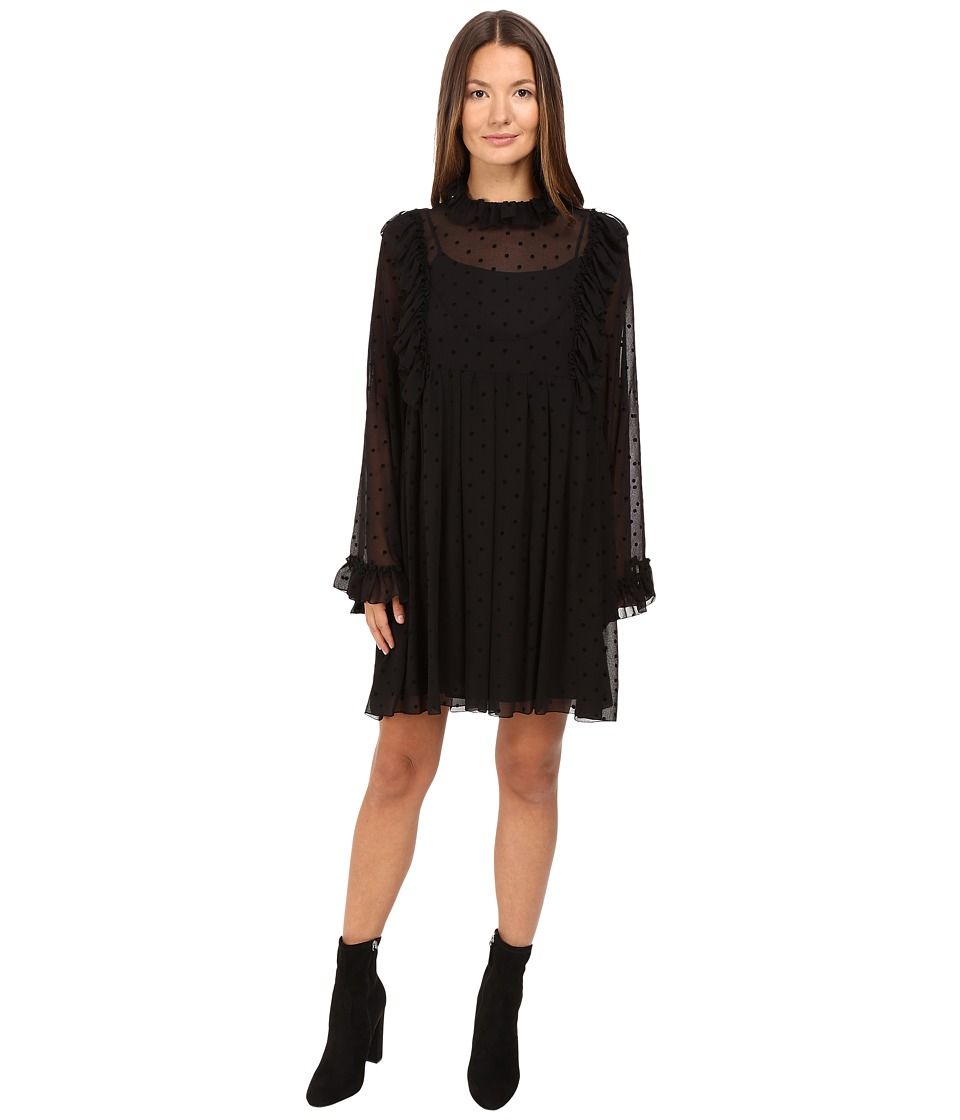 See by Chloe - Georgette Ruffle Dress (Black) Women's Dress | 6pm