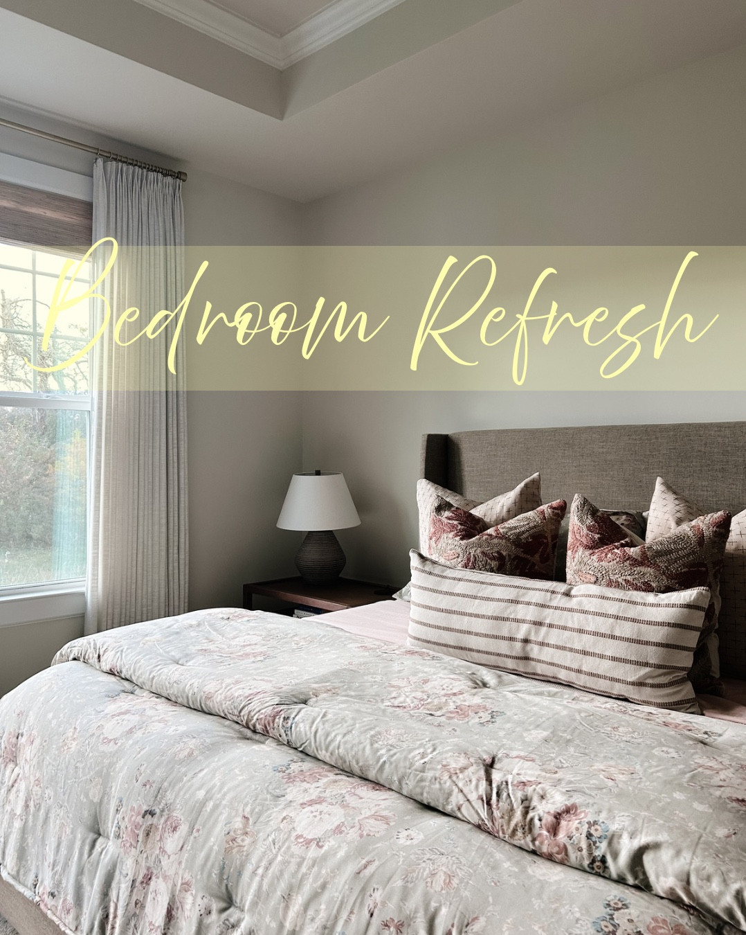 There’s something about fresh bedding that completely changes how a room feels 🤍
I’m in love with this Ralph Lauren floral comforter set — the muted tones and timeless print bring such a soft, traditional touch to my bedroom. I paired it with Naturepedic organic percale sheets, which feel crisp, cool, and hotel-level luxurious (but made from certified organic cotton 🌿).

To pull the whole look together, I added pinch pleat curtains for that tailored, elevated finish and motorized woven shades for texture and effortless function. Every layer adds warmth, comfort, and intention — exactly how I want my home to feel.

#LTKU #LTKHome #LTKFamily