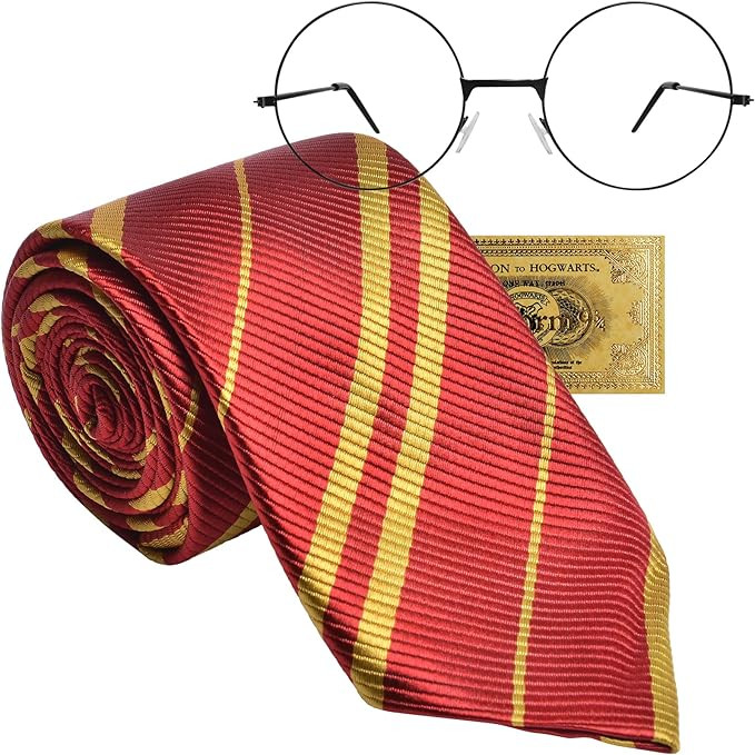 Halloween Wizard Cosplay Tie, Classical Tie with Glasses Costume Set for Themed Party Role Play | Amazon (US)