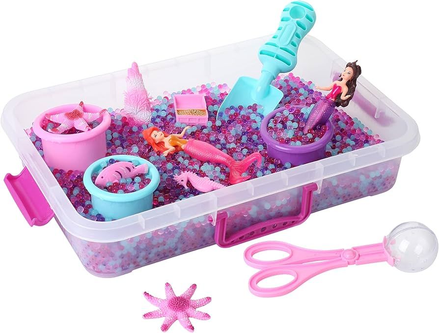 Mermaid Water Beads Play Set - Kids Water Beads Sensory Bin with Ocean Animal Toys with 16oz of N... | Amazon (US)