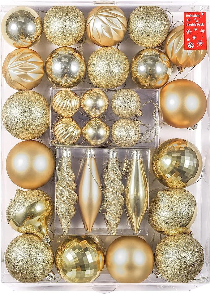 Heinstian 40ct Christmas Ball Ornaments Multiple-Size Mix and Match Christmas Tree Decoration Orn... | Amazon (US)
