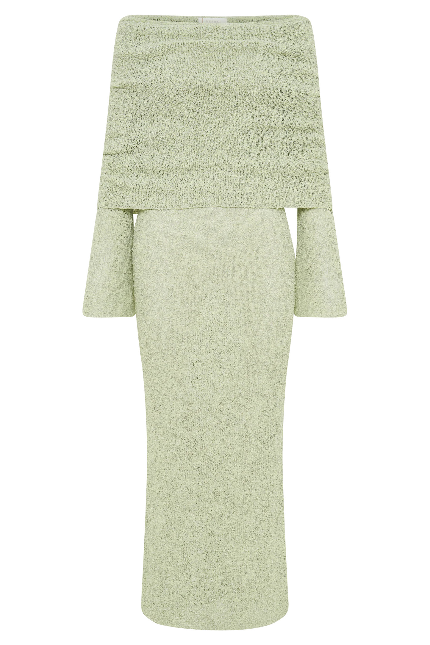 Marisol Off Shoulder Boucle Maxi Dress - Pastel Green | Meshki (APAC)