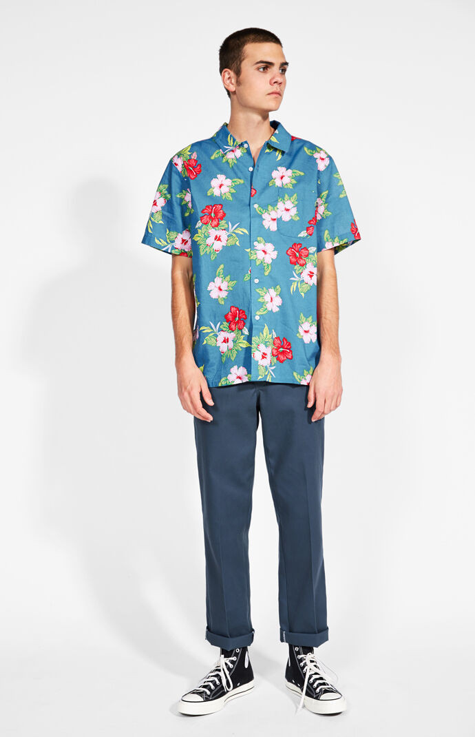 Obey Blue Kane Short Sleeve Button Up Shirt | PacSun