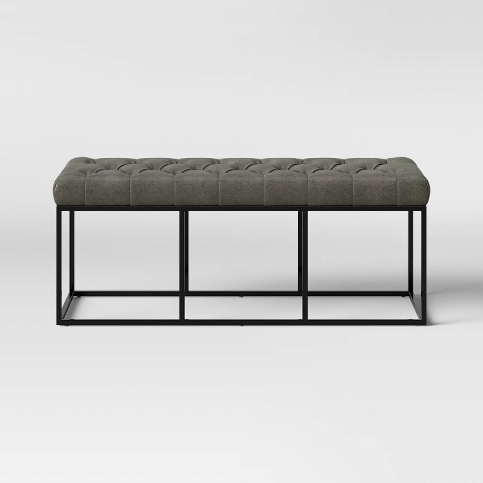 Trubeck Tufted Metal Base Bench Faux Leather - Project 62™ | Target