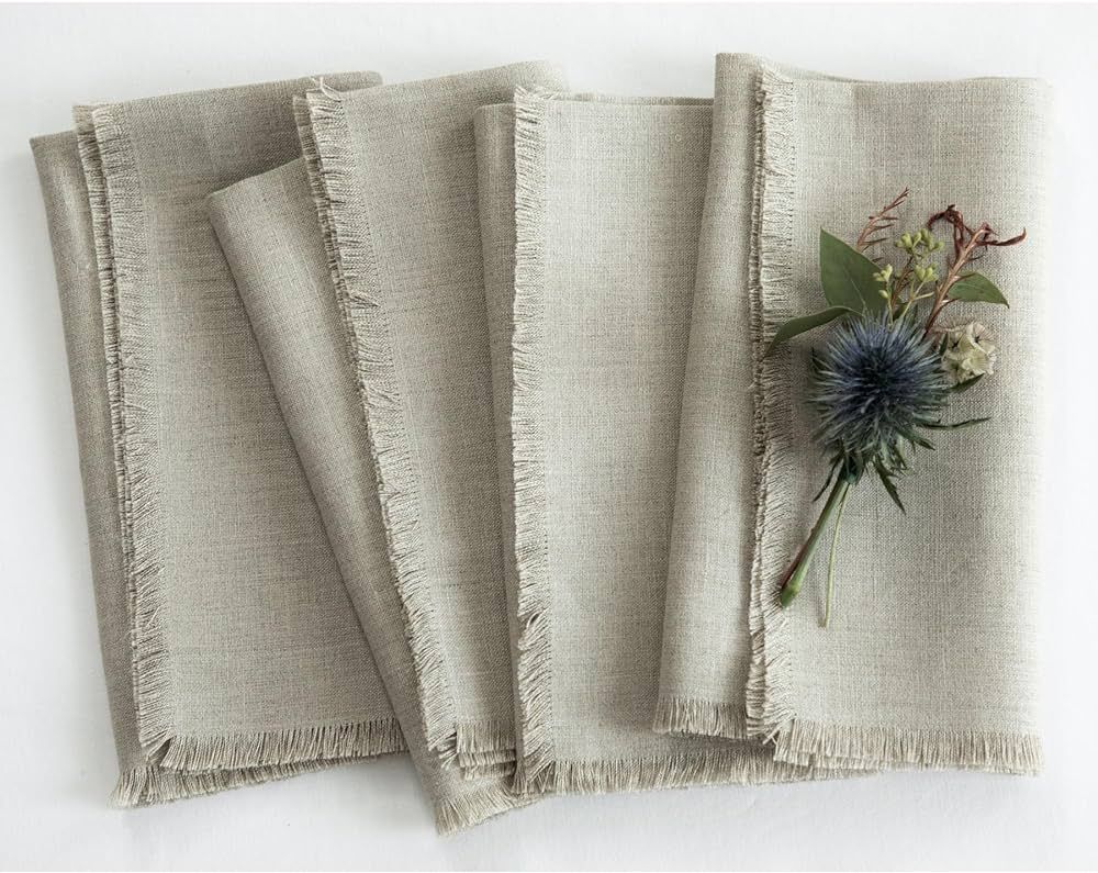 Solino Home Linen Fringe Cloth Napkins – 20 x 20 Inch Dinner Napkins Set of 4 – 100% Pure Lin... | Amazon (CA)