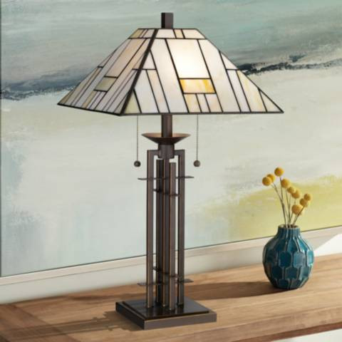 Franklin Iron 26 1/4" Wrought Iron and Glass Tiffany-Style Table Lamp - #99624 | Lamps Plus | Lamps Plus