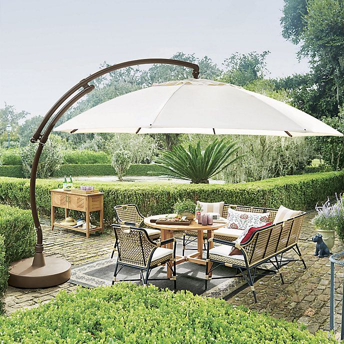 European Round Side Mount Umbrella with Base | Frontgate | Frontgate