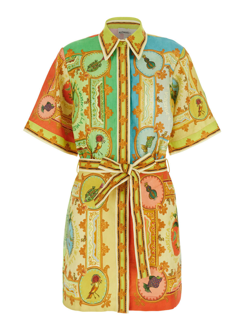 ALEMAIS la Musica Multicolor Dress With All-over Graphic Print In Linen Woman | Italist.com US