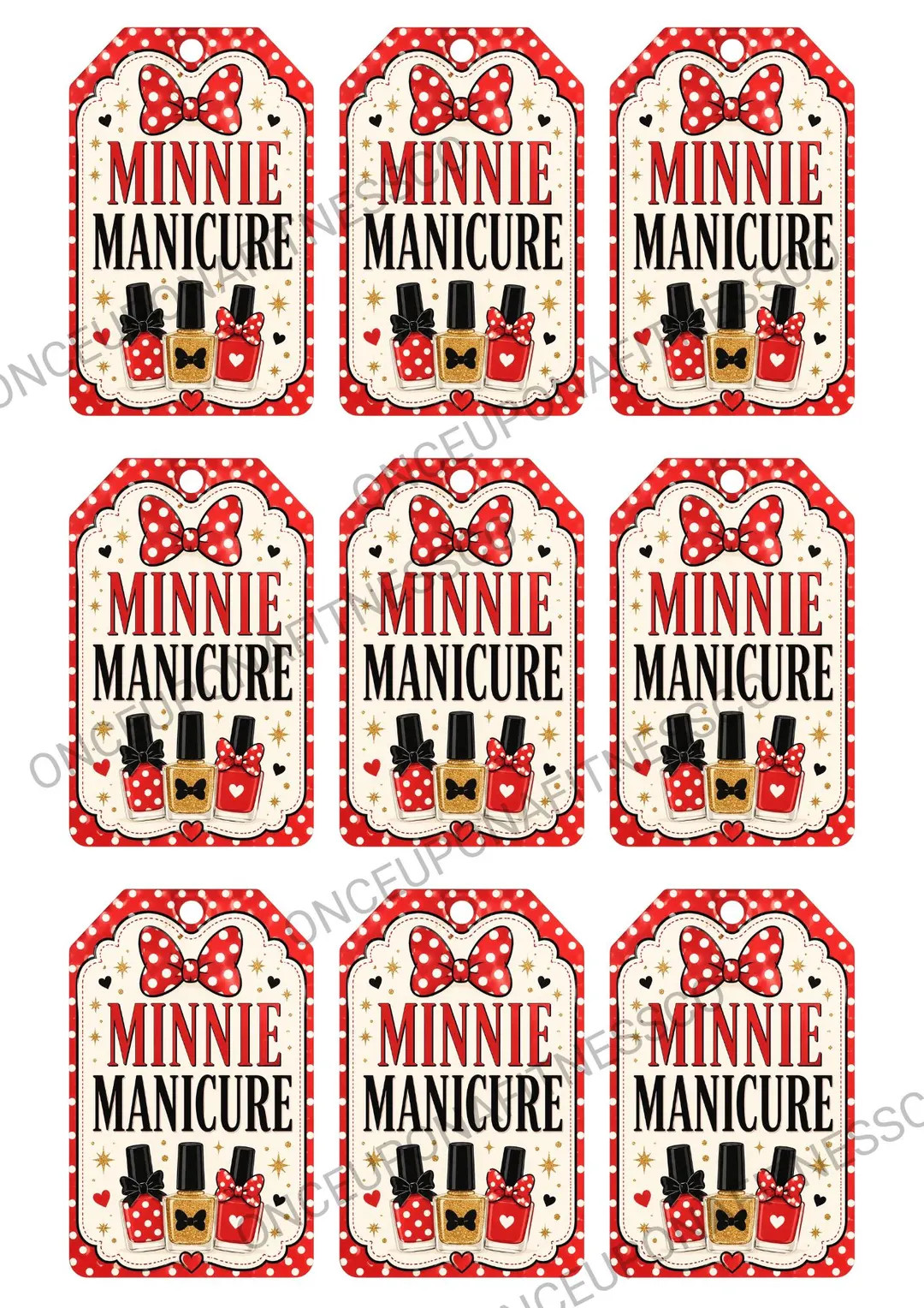 Red Polka Dot Manicure Gift Tag Printable | Cruise Pixie Dust Gift | Nail Polish Favor Tag | Girl... | Etsy (Global)