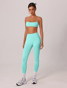 ABOCIW Workout Sets for Women 2 Piece Seamless Bandeau Strappy Sports Bra High Waist Leggings Yoga Gym Work Out Clothes | Amazon (US)