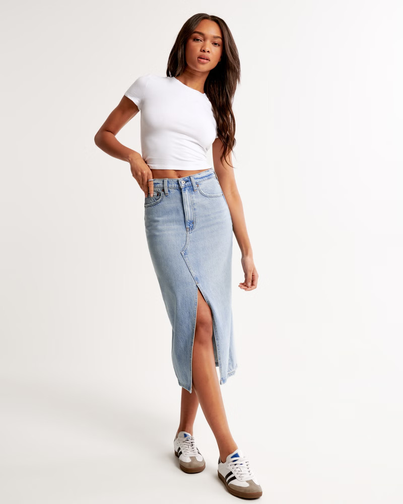 Denim Midi Skirt | Abercrombie & Fitch (US)