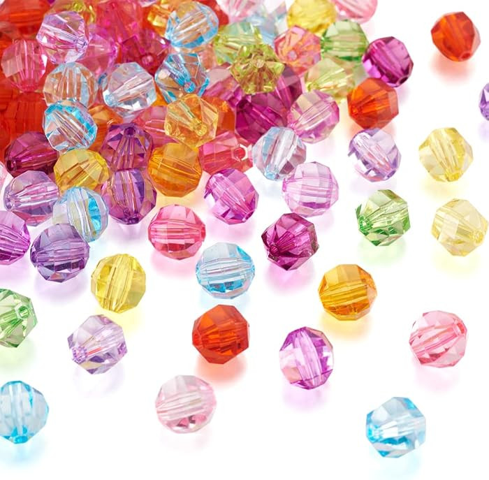 Craftdady 100Pcs Transparent Acrylic Faceted Round Ball Spacer Beads 10mm Random Mixed Colors Pla... | Amazon (US)