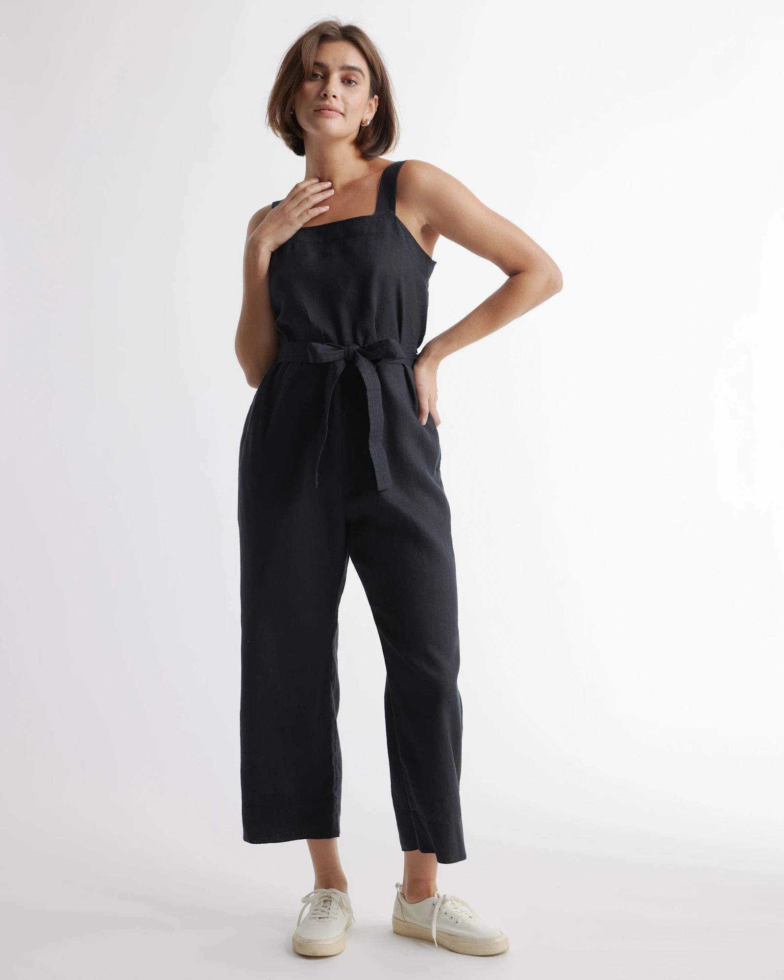 100% European Linen Square Neck Jumpsuit | Quince