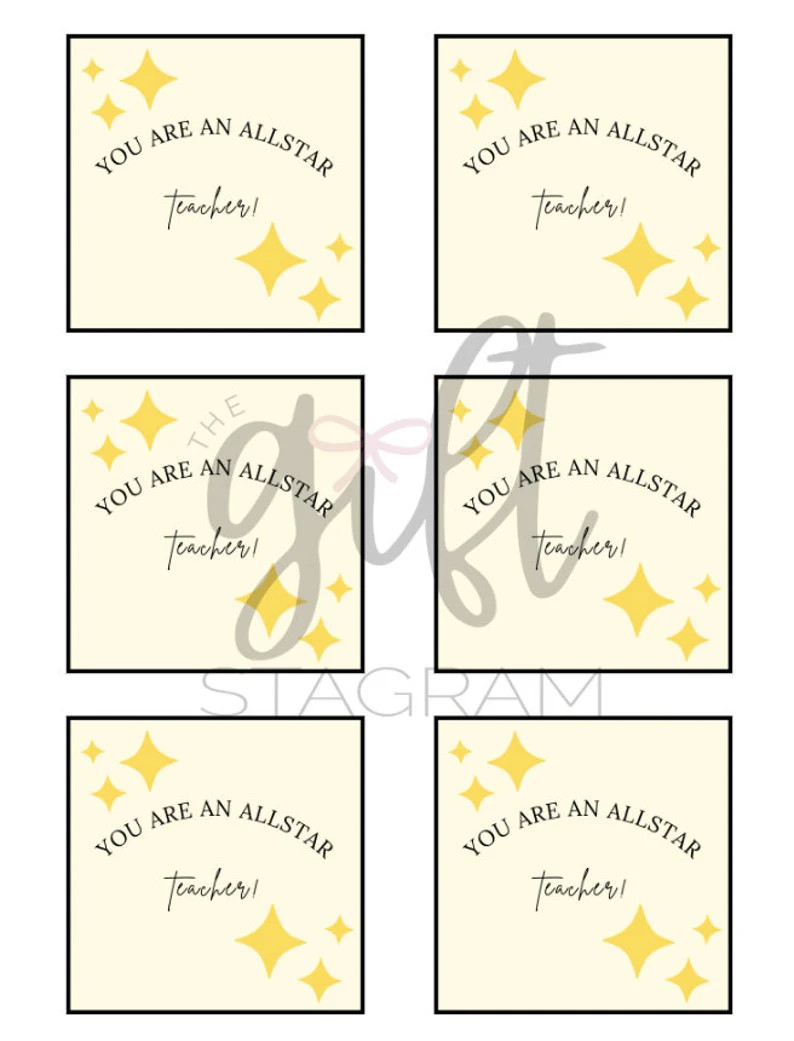 You Are an Allstar Teacher Gift Tag | DIGITAL DOWNLOAD | Teacher's Appreciation Gift Tag | End of... | Etsy (US)