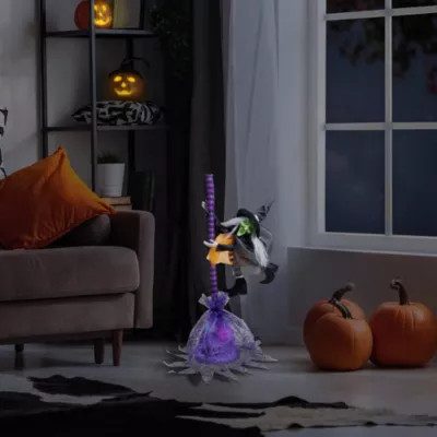 Northlight Animated Flying Witch with Broom Halloween Decoration - 25 | Belk