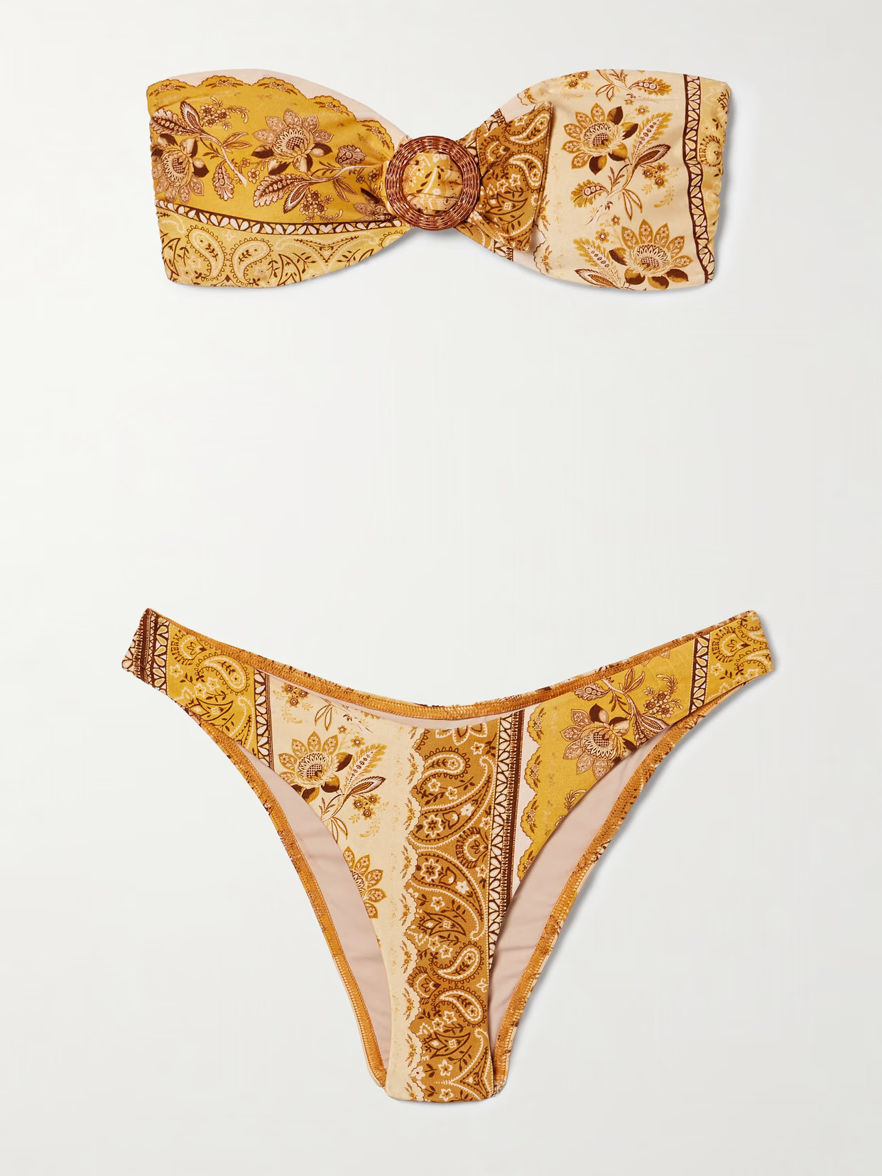 Zimmermann - Lucky Printed Bandeau Bikini - Yellow | NET-A-PORTER (US)