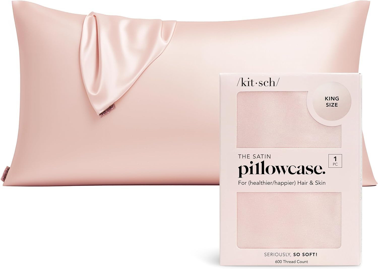 Kitsch Satin Pillowcase, Softer Than Silk Pillow Cases King, Cooling Pillow Covers, Satin Pillowc... | Amazon (US)