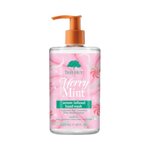 Tree Hut Merry Mint Serum Infused Hand Wash, Nourish & Hydrate Hands, Strengthening Skin Care, Long-Lasting Scent, Cleanse & Lock in Moisture, Cermamides, Holiday Gift & Stocking Stuffer, 11 fl oz | Amazon (US)
