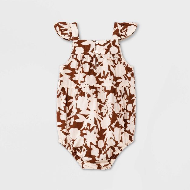 Baby Girls' Floral Romper - Cat & Jack™ Brown | Target