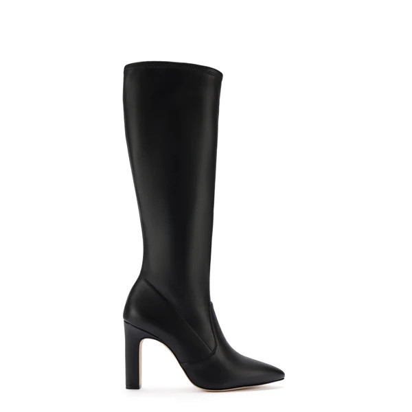 Christy Boot In Black Vegan Stretch Leather | Larroude